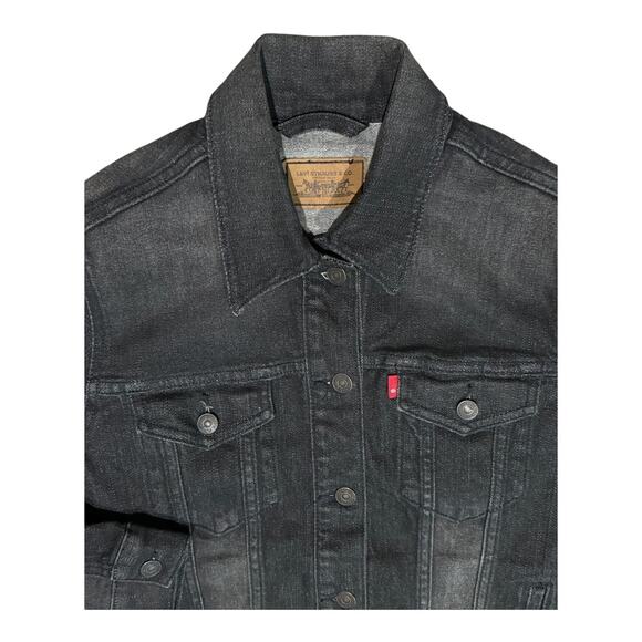 Levi's Trucker black denim jacket with BLANK red tab size Large - Picture 7 of 14